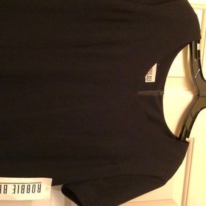 Short sleeved black dress with attached slip